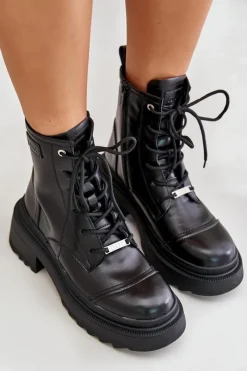 Botki Ocieplane|Czarne Botki></noscript>GOE Damskie Workery Botki Ocieplane Ze Skóry Naturalnej OO2N4115-W2 Czarne