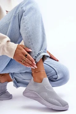 Buty Sportowe Na Platformie|Sneakersy Damskie>Boto Damskie Wsuwane Buty Sportowe Szare Claris