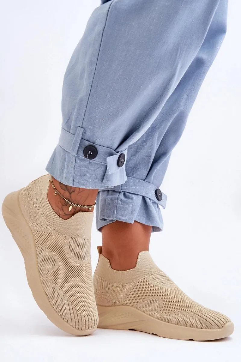 Clearance Damskie Wsuwane Buty Sportowe Beżowe Claris Damskie Buty Sportowe Na Platformie|Sneakersy Damskie