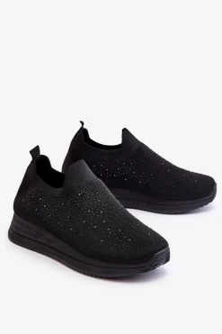 Best Boto Damskie Wsuwane Buty Sportowe Z Dżetami Czarne Gianni