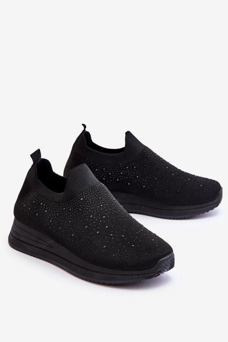 Best Boto Damskie Wsuwane Buty Sportowe Z Dżetami Czarne Gianni