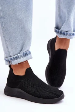 Damskie Wsuwane Buty Sportowe Czarne Claris Damskie Buty Sportowe Na Platformie|Sneakersy Damskie