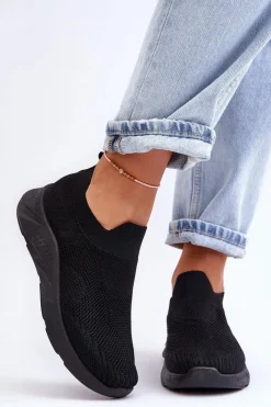 Damskie Wsuwane Buty Sportowe Czarne Claris Damskie Buty Sportowe Na Platformie|Sneakersy Damskie