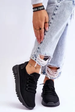 Sneakersy Damskie>Boto Damskie Wsuwane Buty Sportowe Sneakersy Czarne Rosett