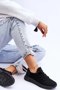 Sneakersy Damskie>Boto Damskie Wsuwane Buty Sportowe Sneakersy Czarne Rosett