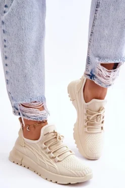 Best Boto Damskie Wsuwane Buty Sportowe Sneakersy Beżowe Rosett
