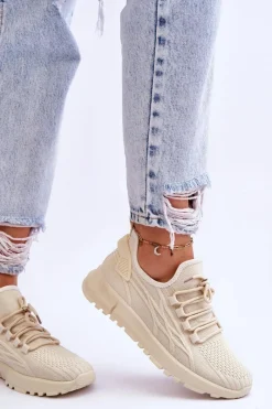 Best Boto Damskie Wsuwane Buty Sportowe Sneakersy Beżowe Rosett