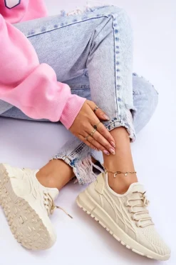 Best Boto Damskie Wsuwane Buty Sportowe Sneakersy Beżowe Rosett