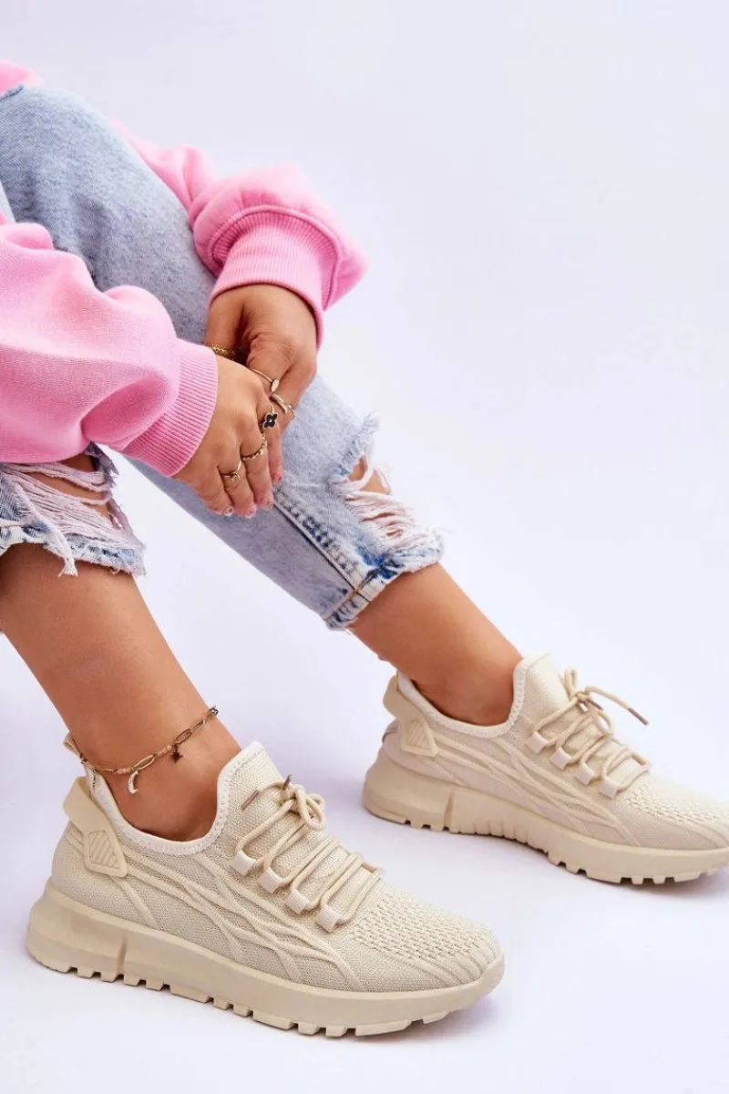 Best Boto Damskie Wsuwane Buty Sportowe Sneakersy Beżowe Rosett