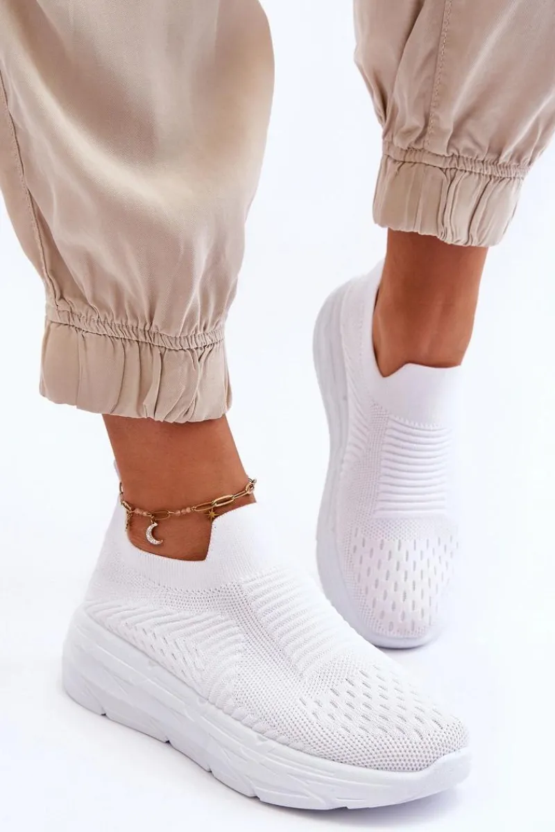 Buty Sportowe Na Platformie|Sneakersy Damskie>Boto Damskie Wsuwane Buty Sportowe Białe Ferive