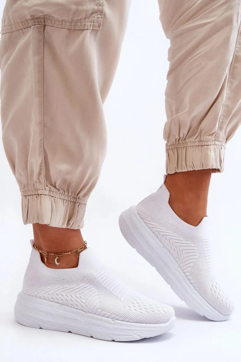 Buty Sportowe Na Platformie|Sneakersy Damskie>Boto Damskie Wsuwane Buty Sportowe Białe Ferive