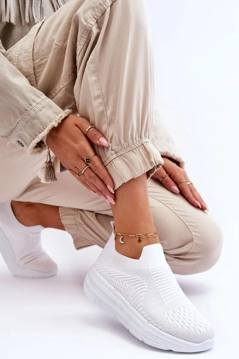 Buty Sportowe Na Platformie|Sneakersy Damskie>Boto Damskie Wsuwane Buty Sportowe Białe Ferive
