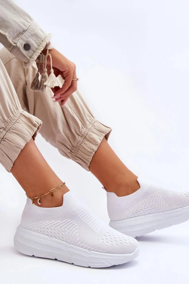 Buty Sportowe Na Platformie|Sneakersy Damskie>Boto Damskie Wsuwane Buty Sportowe Białe Ferive