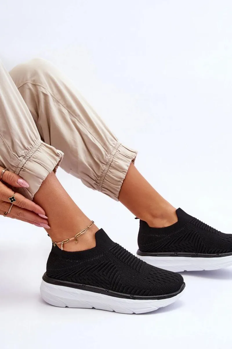 Sale Boto Damskie Wsuwane Buty Sportowe Czarne Ferive Czarny