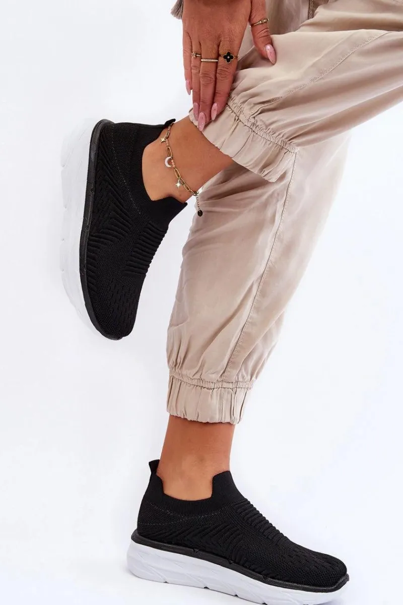 Sale Boto Damskie Wsuwane Buty Sportowe Czarne Ferive Czarny