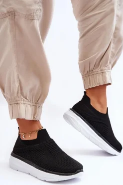 Sale Boto Damskie Wsuwane Buty Sportowe Czarne Ferive Czarny