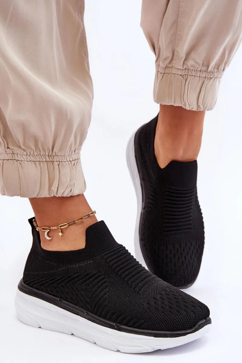 Sale Boto Damskie Wsuwane Buty Sportowe Czarne Ferive Czarny