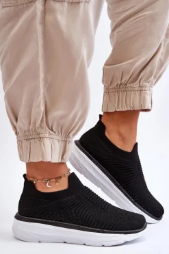 Sale Boto Damskie Wsuwane Buty Sportowe Czarne Ferive Czarny