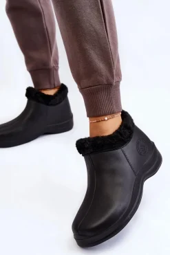 Kalosze Damskie>Boto Damskie Wsuwane Kalosze Ocieplane Czarne Izera
