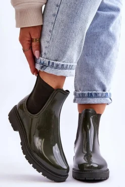 Hot Boto Damskie Wsuwane Kalosze Sztyblety Ciemnozielone Larone
