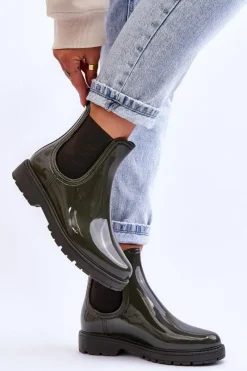 Hot Boto Damskie Wsuwane Kalosze Sztyblety Ciemnozielone Larone