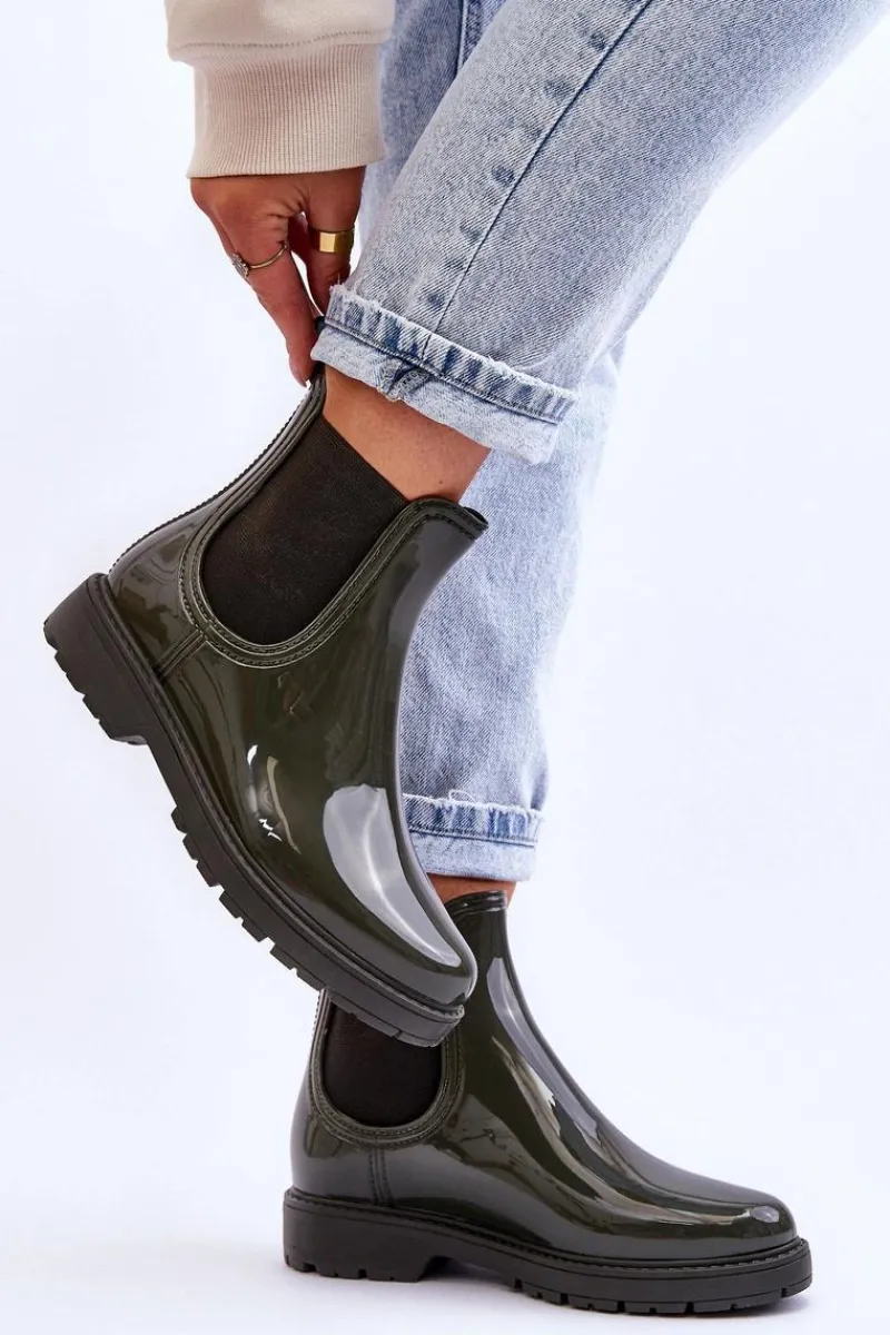 Hot Boto Damskie Wsuwane Kalosze Sztyblety Ciemnozielone Larone