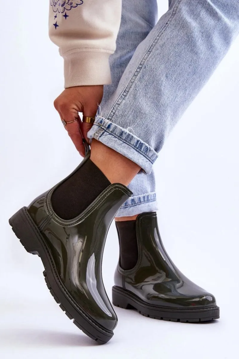 Hot Boto Damskie Wsuwane Kalosze Sztyblety Ciemnozielone Larone