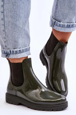 Hot Boto Damskie Wsuwane Kalosze Sztyblety Ciemnozielone Larone