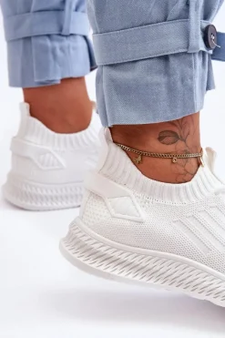 Buty Sportowe Na Platformie|Sneakersy Damskie></noscript>Boto Damskie Wsuwane Materiałowe Buty Sportowe Białe Zauna