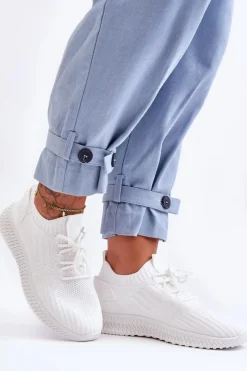 Buty Sportowe Na Platformie|Sneakersy Damskie></noscript>Boto Damskie Wsuwane Materiałowe Buty Sportowe Białe Zauna