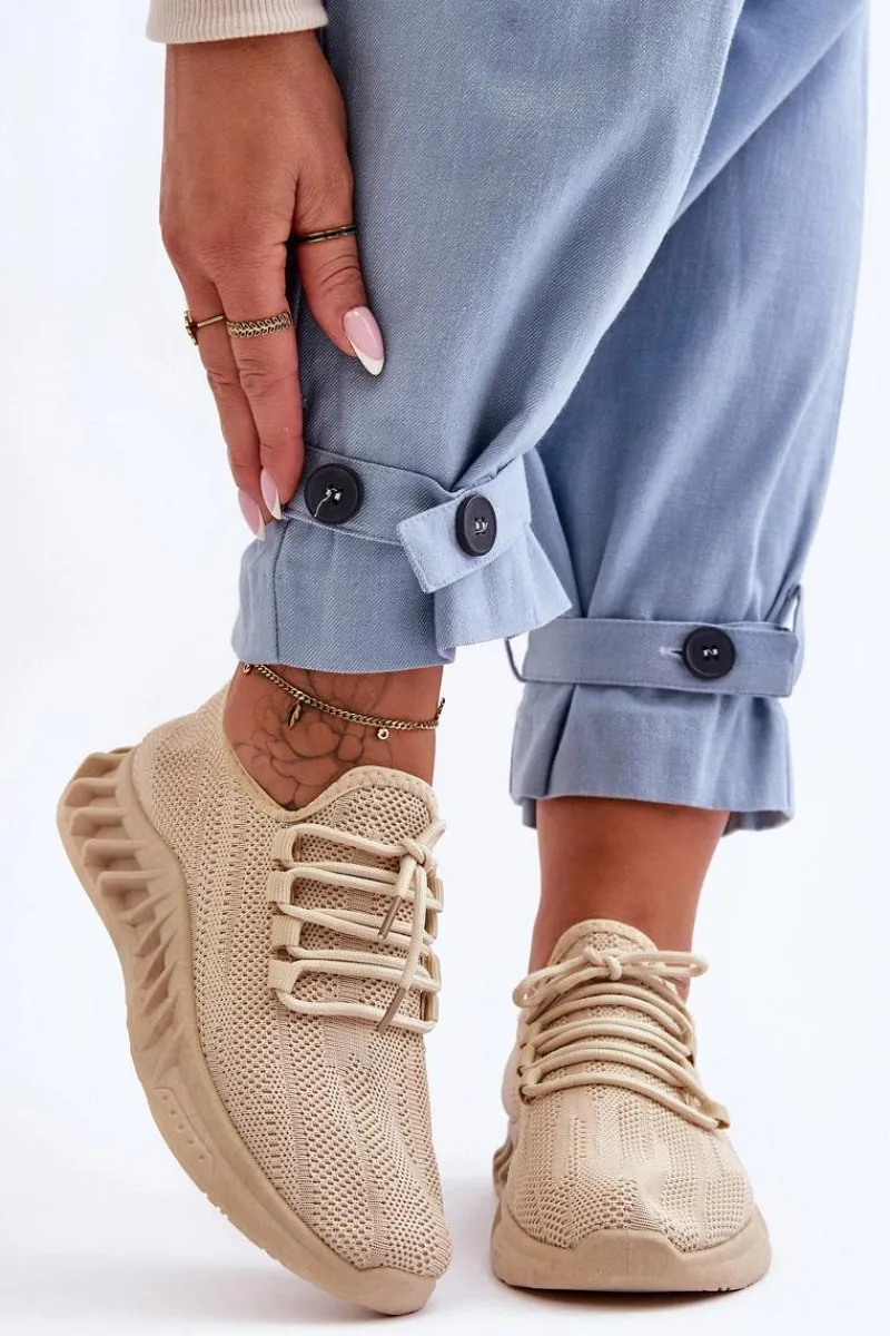 Buty Sportowe Na Platformie|Sneakersy Damskie>Boto Damskie Wsuwane Materiałowe Sneakersy Beżowe Venett