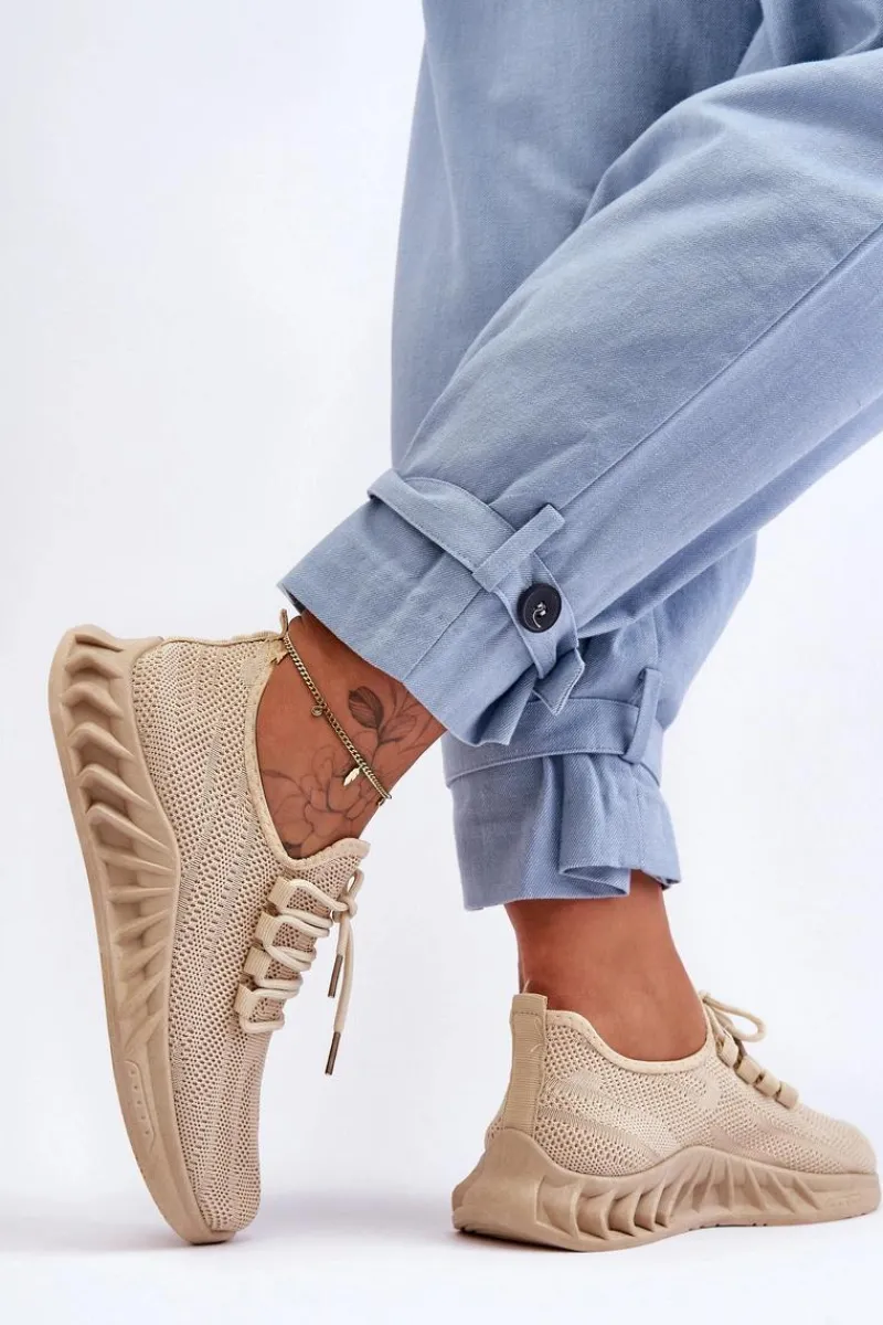 Buty Sportowe Na Platformie|Sneakersy Damskie>Boto Damskie Wsuwane Materiałowe Sneakersy Beżowe Venett