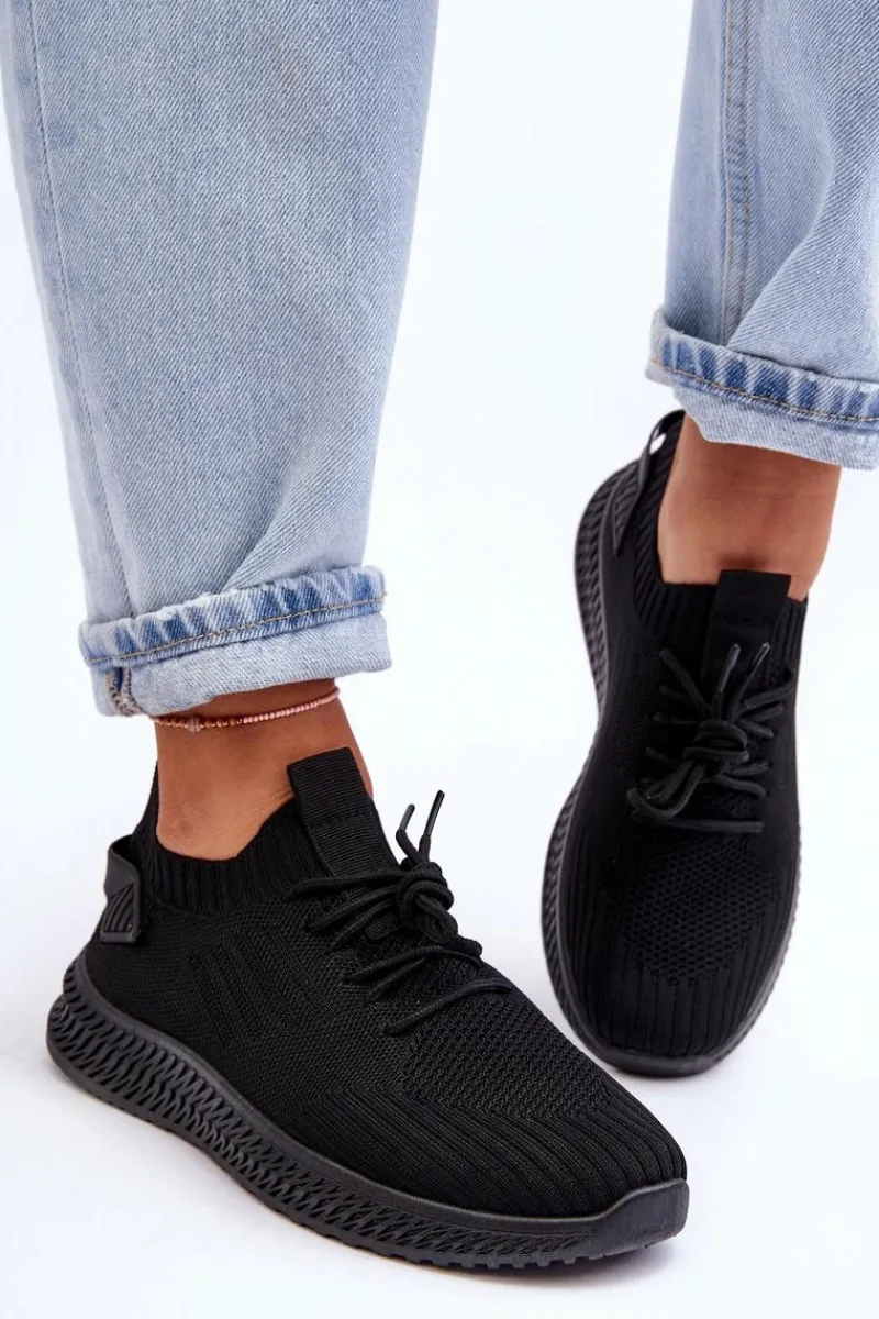 Clearance Damskie Wsuwane Materiałowe Buty Sportowe Czarne Zauna Damskie Buty Sportowe Na Platformie|Sneakersy Damskie