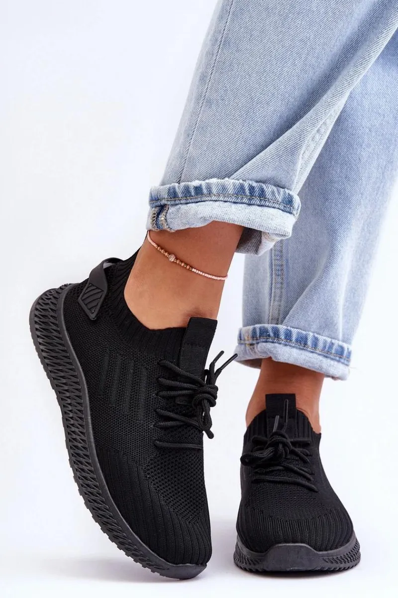 Clearance Damskie Wsuwane Materiałowe Buty Sportowe Czarne Zauna Damskie Buty Sportowe Na Platformie|Sneakersy Damskie