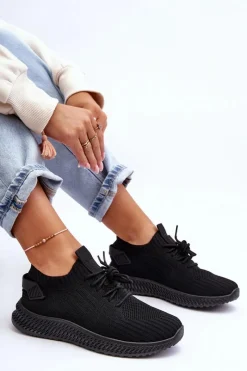 Clearance Damskie Wsuwane Materiałowe Buty Sportowe Czarne Zauna Damskie Buty Sportowe Na Platformie|Sneakersy Damskie