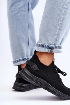 Clearance Damskie Wsuwane Materiałowe Buty Sportowe Czarne Zauna Damskie Buty Sportowe Na Platformie|Sneakersy Damskie