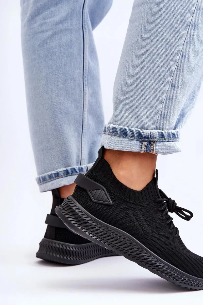 Clearance Damskie Wsuwane Materiałowe Buty Sportowe Czarne Zauna Damskie Buty Sportowe Na Platformie|Sneakersy Damskie