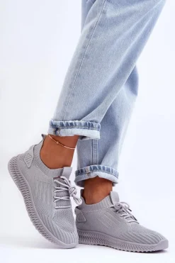 Buty Sportowe Na Platformie|Sneakersy Damskie>Boto Damskie Wsuwane Materiałowe Buty Sportowe Szare Zauna