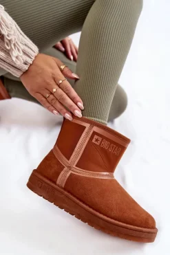 Sale Damskie Wsuwane Śniegowce Big Star KK274612 Brązowe Damskie Śniegowce Damskie