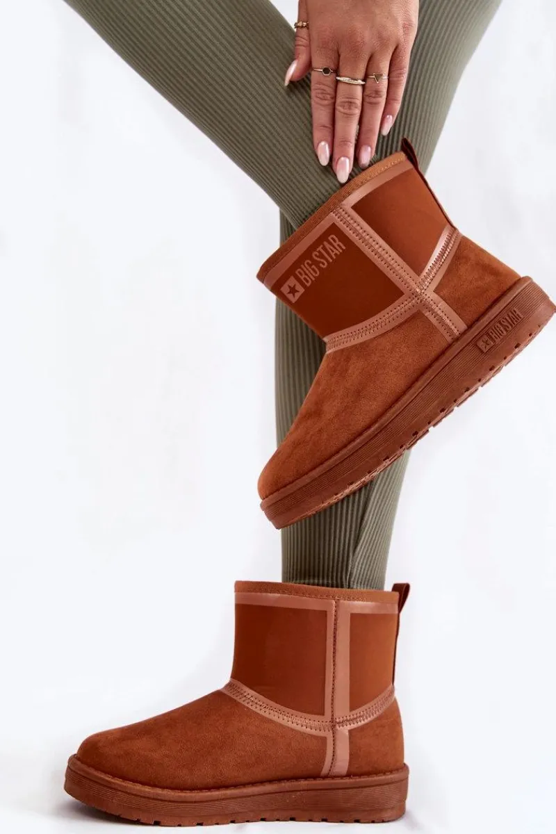 Sale Damskie Wsuwane Śniegowce Big Star KK274612 Brązowe Damskie Śniegowce Damskie