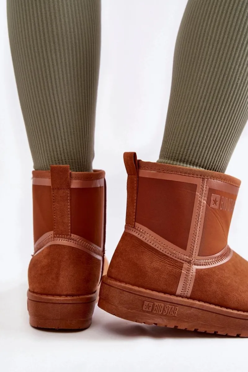 Sale Damskie Wsuwane Śniegowce Big Star KK274612 Brązowe Damskie Śniegowce Damskie