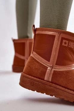 Sale Damskie Wsuwane Śniegowce Big Star KK274612 Brązowe Damskie Śniegowce Damskie