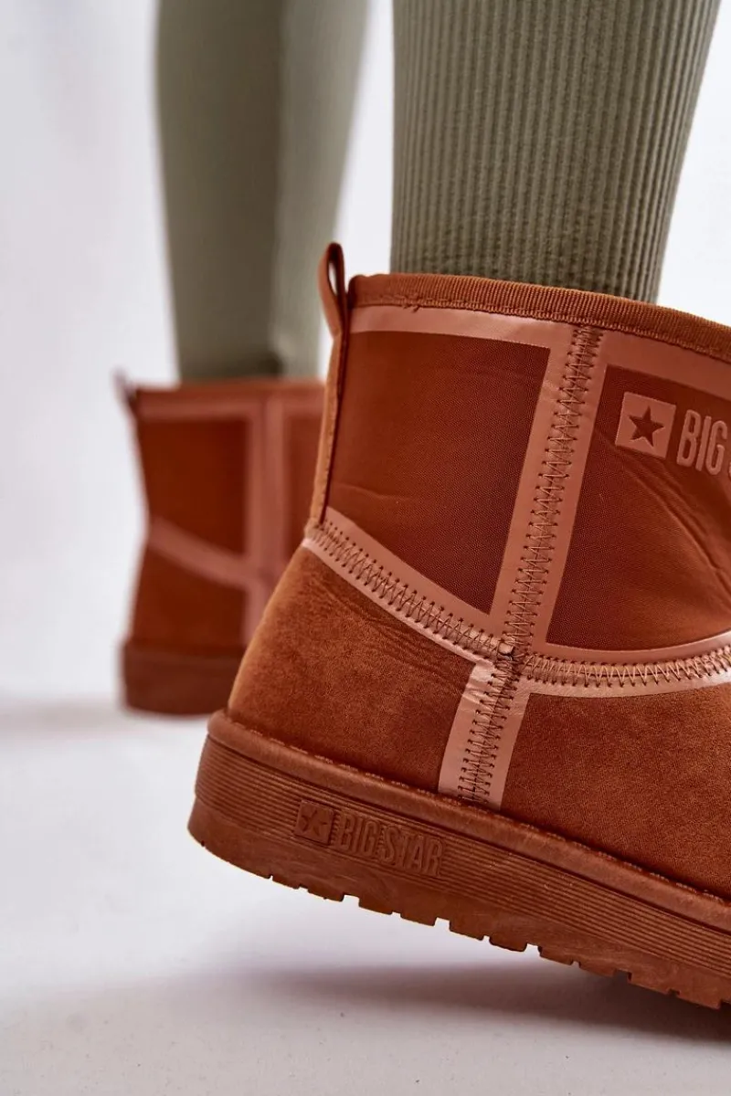 Sale Damskie Wsuwane Śniegowce Big Star KK274612 Brązowe Damskie Śniegowce Damskie