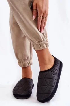 Best Damskie Wsuwane Papcie Big Star KK274606 Czarne Damskie Kapcie Klasyczne