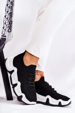 Sneakersy Damskie>Boto Damskie Wsuwane Sneakersy Czarne Dayen