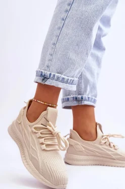 Buty Sportowe Na Platformie|Buty Sportowe Big Star>Big Star Shoes Damskie Wsuwane Sneakersy Big Star LL274714 Beżowe