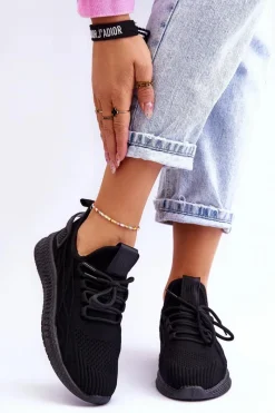 Outlet Damskie Wsuwane Sneakersy Big Star LL274711 Czarne Damskie Buty Sportowe Na Platformie|Buty Sportowe Big Star