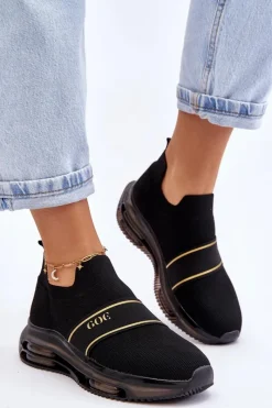 New Damskie Wsuwane Sportowe Buty LL2N4032 Czarne Damskie Buty Sportowe Na Platformie|Sneakersy Damskie