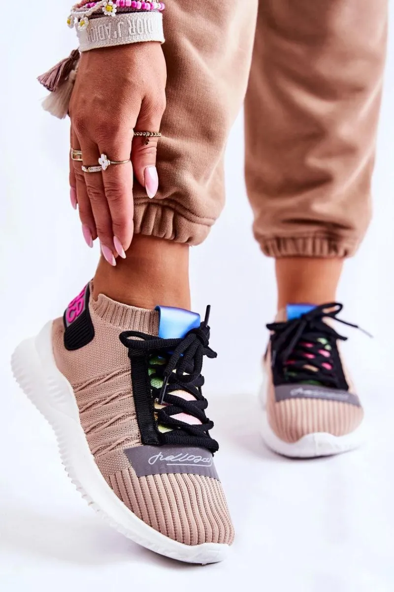 Clearance Boto Damskie Wsuwane Sportowe Buty Sneakersy Beżowe Klayra Beżowy