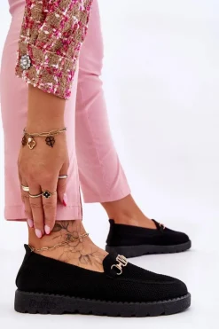 Best Boto Damskie Wsuwane Tenisówki Slip-On Z Ozdobą Czarne Alena